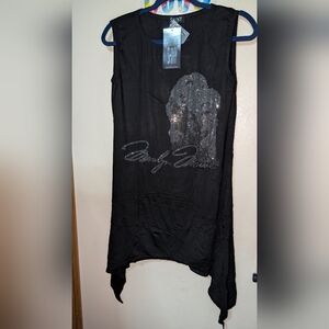 Shiny Sleeveless Asymetrical Tank Top Metallic Stud Marilyn Monroe NWT